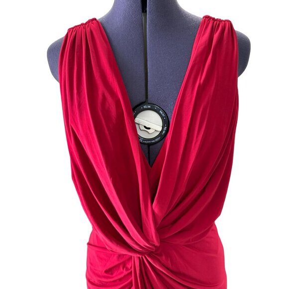 NWT Misa Los Angeles Leza Jersey Red Sleeveless Dress V-Neck Twisted Waist Mini - Picture 2 of 11